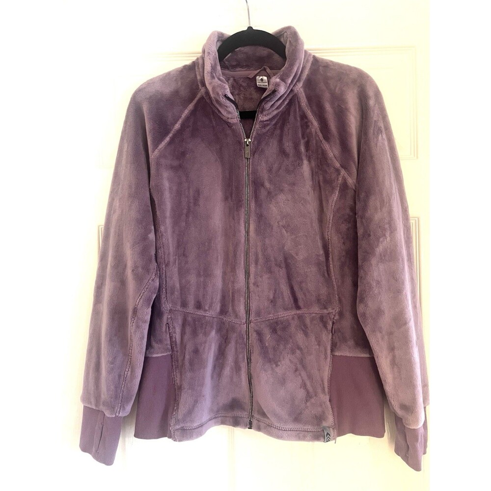 FREE COUNTRY Jacket Womens XL Purple Plush Faux Fur Fleece thumb holes  Full Zip